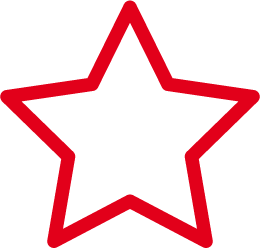 Icon Top-Preis-Leistung, zeigt einen Stern, der nur eine rote Lininenkontur besitzt