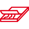 Icon mit roter Kontur: Bodendiele, die aus mehreren Schichten besteht