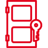Rotes Icon: Für ein sicheres Zuhause