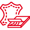 Icon mit roter Kontur: Ledertüren & Echtholzfurniere