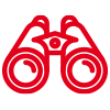 Icon mit roter Kontur: Fernglas