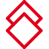 Icon mit roter Kontur: Zwei sich überlappende Muster