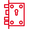 Icon mit roter Kontur: seitliche Ansicht eines Schließblechs