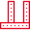 Icon mit roter Kontur: Vermessungsmittel und Metermaß