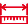 Icon mit roter Kontur: Maßband