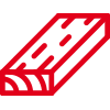 Icon mit roter Kontur: Holzbalken mit Holzstruktur