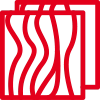 Icon mit roter Kontur: zwei hochwertige Trägermaterialien für Türenblätter
