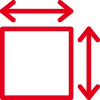 Icon mit roter Kontur: Sondermaße möglich